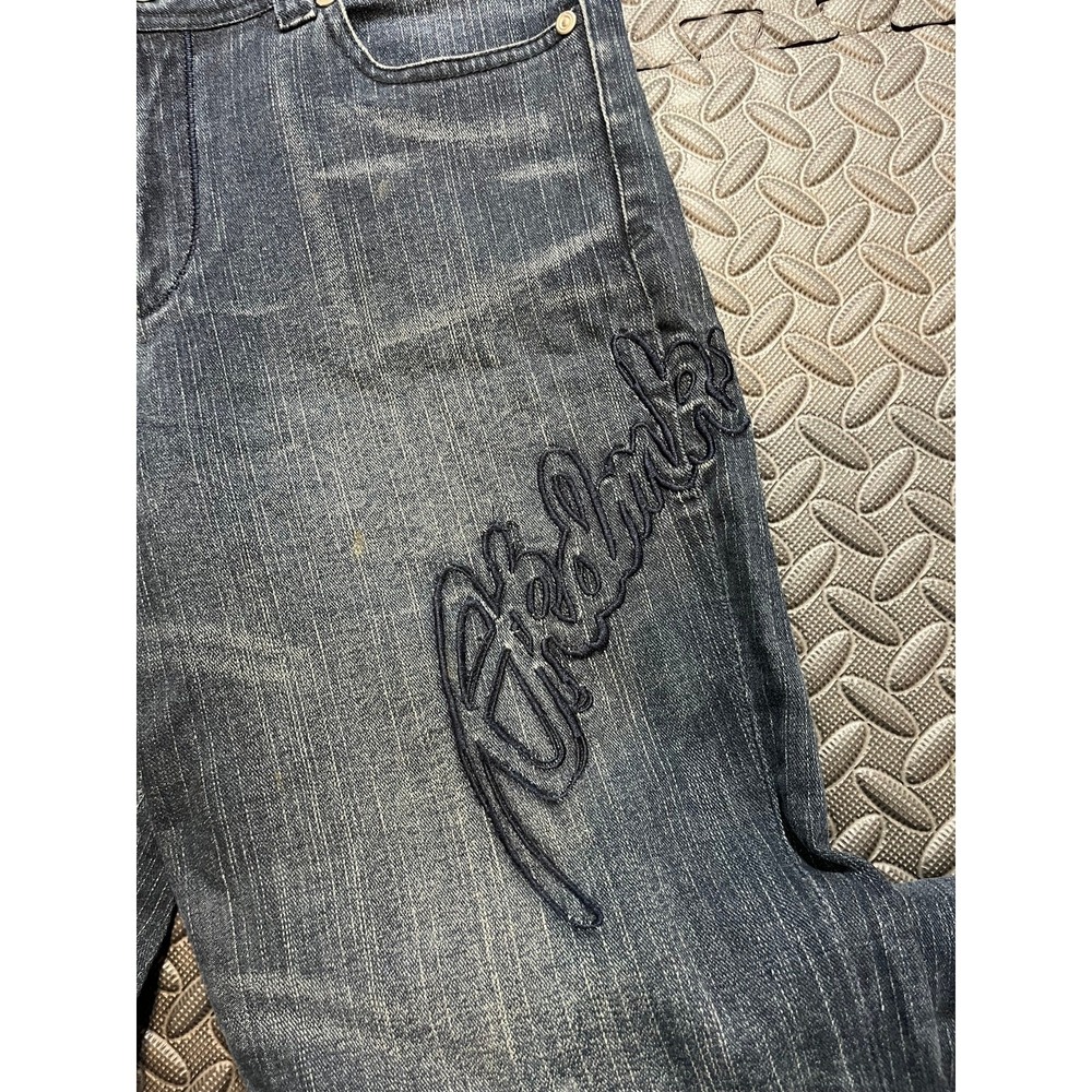 Akademiks Jeans Womens 31 Blue Dark Wash Embroidered Star Flare Leg Denim - Picture 6 of 13